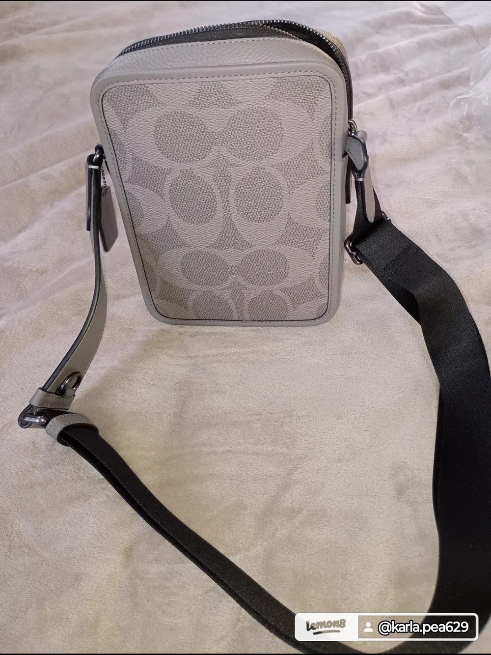 Coach Gray Messenger Bag with Burgundy Number Patch - Picture 11 of 11